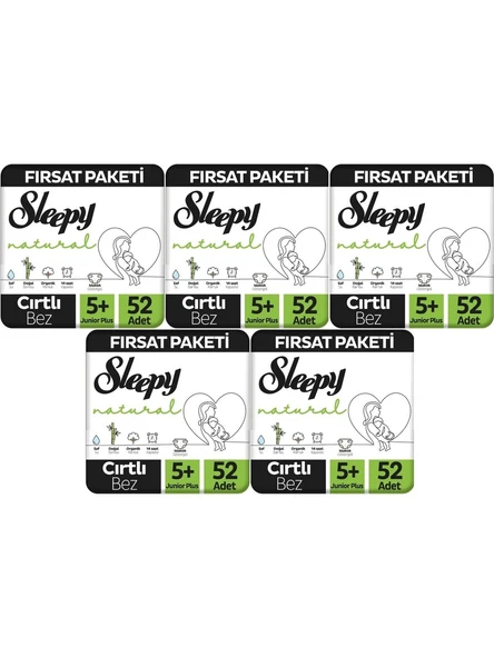 Sleepy Natural 5+ Numara Junior Plus 260'lı Bebek Bezi ürün görseli 1
