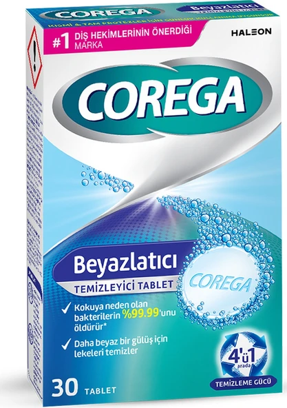 Corega Beyazlatıcı Diş Protezi Temizleyici Tablet 30'lu ürün görseli 1
