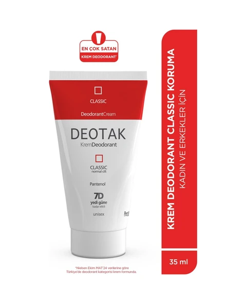 Deotak Classic Koruma 7 Güne Kadar Etkili Hassas Ciltler İçin Kadın - Erkek Kullanım Krem Deodorant 35 ML ürün görseli 1