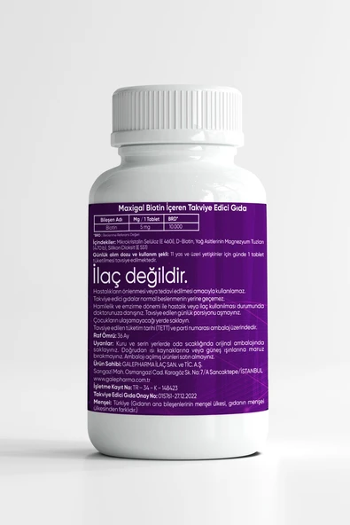 Maxigal Biotin Vitamin 5 Mg 120 Tablet - Resim 5