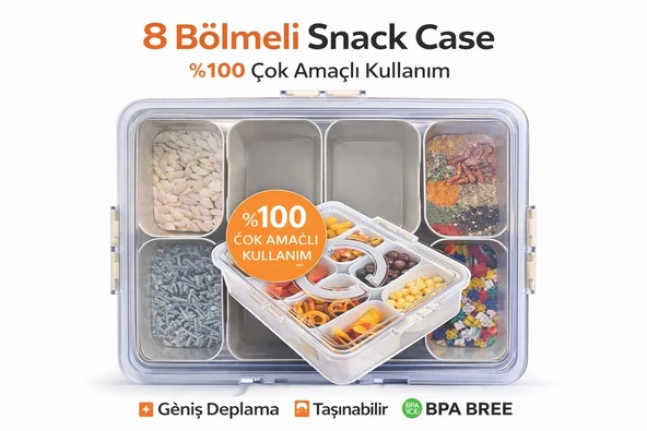 8 Bölmeli Kapaklı Kilit Taşınabilir Saklama Kabı Kahvaltılık Organizer Piknik Seti Gıda Kutusu ürün görseli 1