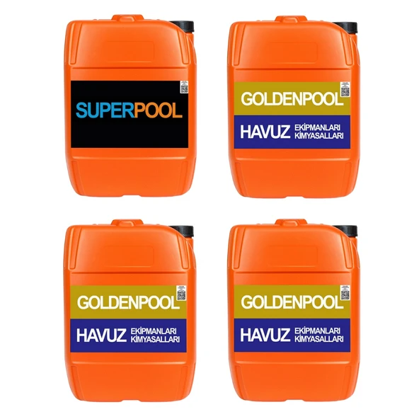 Goldenpool&Superpool 4'lü Paket 25 KG ( Sıvı Klor/Parlatıcı/Çöktürücü/Yosun Önleyici) ürün görseli 1