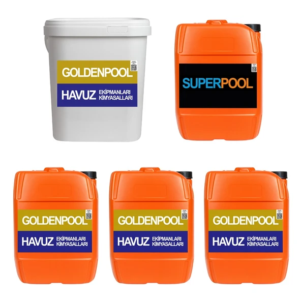Goldenpool&Superpool 5'li Paket 25 KG ( Sıvı Klor/pH Düşürücü/Parlatıcı/Çöktürücü/Yosun Önleyici) ürün görseli 1