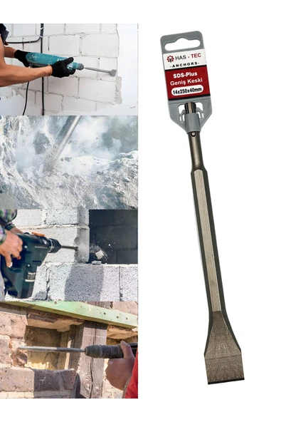 HAS-TEC SDS-Plus Geniş Keski Ucu 14x250x40 mm | Beton ve Duvar İçin Kırma ve Kanal Açma Ucu ürün görseli 1