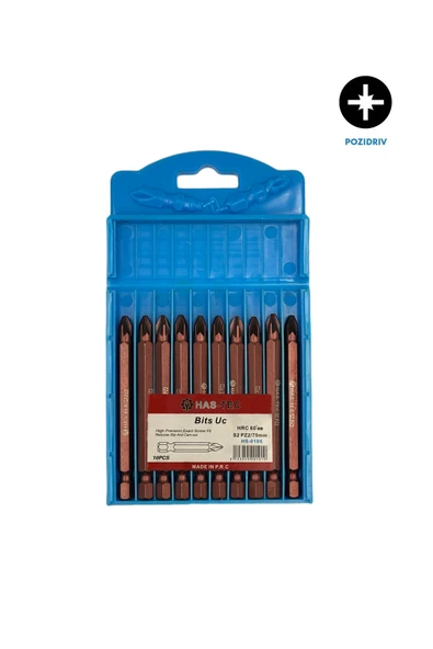 HAS-TEC PZ2 Bits Uç – 75 mm | 10'lu Pozidriv Yıldız Uç Seti – Hassas ve Güçlü Vidalama ürün görseli 1