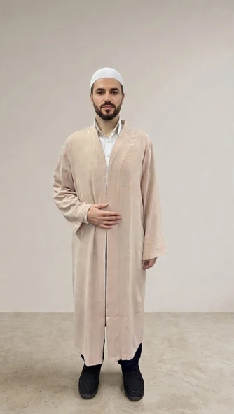AEROBİN KUMAŞ LÜKS NAMAZ CÜBBESİ BEJ ürün görseli 1