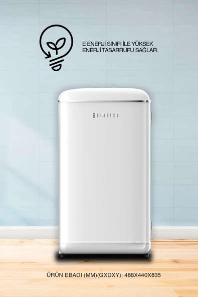 Dijitsu DB120RWH Retro Beyaz Mini Buzdolabı - Resim 2