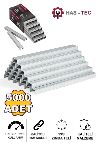 HAS-TEC Zımba Teli 13/8 mm | 5000 Adet, Güçlü ve Dayanıklı Çelik Tel, Profesyonel Zımba Tabancaları İçin ürün görseli 1