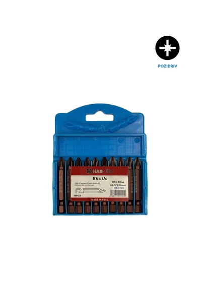 HAS-TEC PZ2 Bits Uç – 50 mm | 10'lu Pozidriv Yıldız Uç Seti – Hassas ve Güçlü Vidalama ürün görseli 1