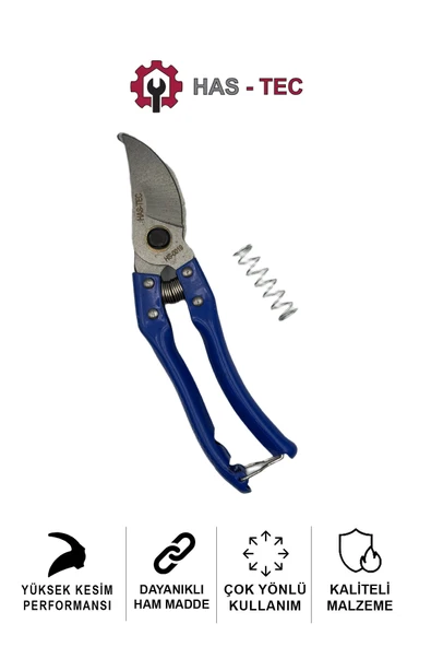 HAS-TEC Budama Makası | 20 mm Kesme Kapasitesi, SK5 Çelik Bıçak, Ergonomik Mavi Sap ürün görseli 1