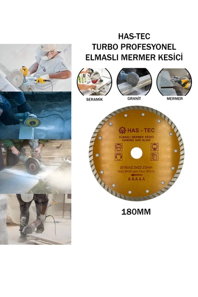 HAS-TEC 180 mm Turbo Profesyonel Elmaslı Mermer Kesici | Seramik, Porselen, Mermer ve Granit Kesici ürün görseli 1