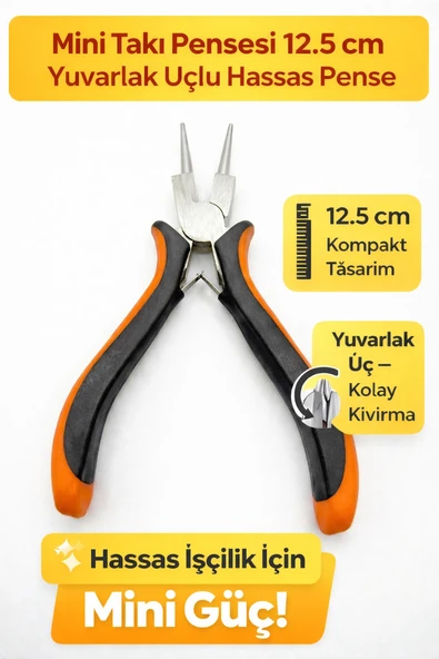 Mini Dış Segman Pensesi Düz Uçlu Mini Kıvırma Takı - Hobi Pensesi - Yuvarlak Uçlu Takı Pensesi ürün görseli 1