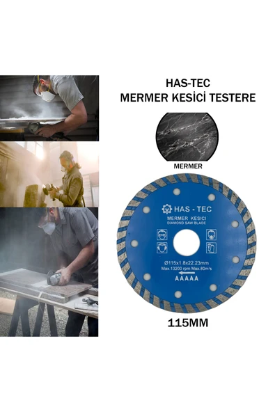 HAS-TEC 115mm Mermer Kesici – Diamond Saw Blade | Ø115x1.8x22.23 mm ürün görseli 1