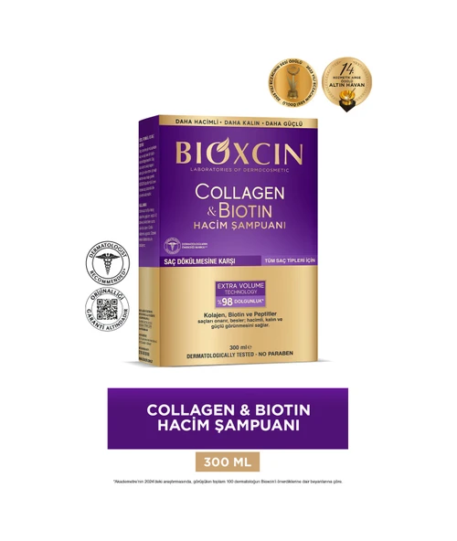 Bioxcin Collagen & Biotin Ekstra Hacim Şampuanı 300 ml - Kolajen Biotin İnce ve Seyrek Saçlar ürün görseli 1