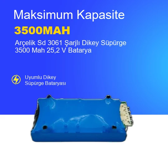 Arçelik Sd 3061 Şarjlı Dikey Süpürge 3500 Mah 25,2 V Batarya – Orjinal Uyumlu Uzun Ömürlü, Yüksek Performans Pil ürün görseli 1