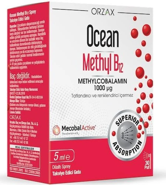 Ocean Methyl B12 1000 Mcg 5 ML Dilaltı Sprey ürün görseli 1
