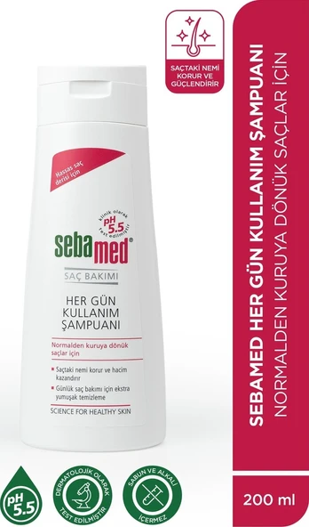 Sebamed Besleyici ve Onarıcı Etkili Normal ve  Kuru Saç Tiplerine Uygun Her Gün Kullanım Şampuan 200 ML ürün görseli 1