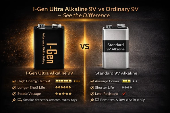 I-Gen 9V (6Lr61) Alkalin 9 Volt Pil 1 Adet - Resim 5