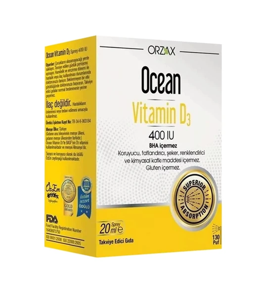 Ocean Vitamin D3 400 IU Sprey 20 ML ürün görseli 1