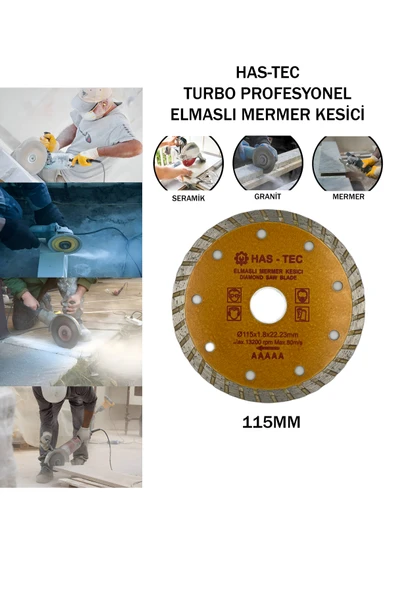 HAS-TEC 115 mm Turbo Profesyonel Elmaslı Mermer Kesici | Seramik, Porselen, Mermer ve Granit Kesici ürün görseli 1