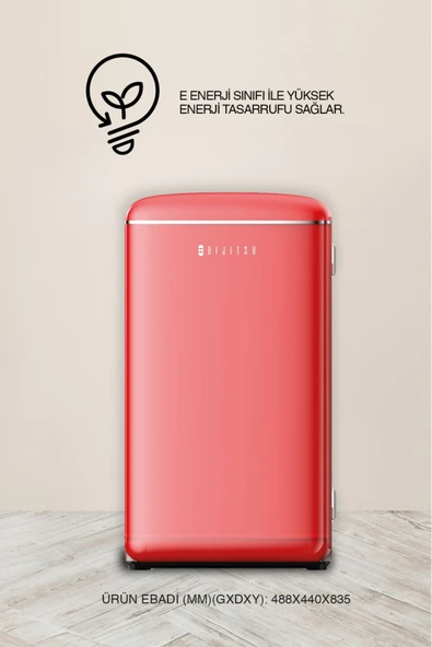 Dijitsu DB120RRE Retro Kırmızı Mini Buzdolabı - Resim 4