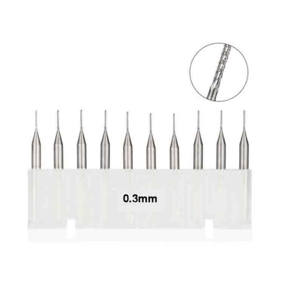 Tungsten Karbür PCB Kesme CNC Freze Ahşap İşleme 0.3mm 10 Adet ürün görseli 1