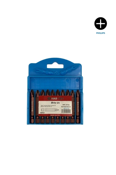 HAS-TEC S2 PH2 Bits Uç – 50 mm | 10'lu Yıldız Uç Seti – Vidalama İşlemlerinde Maksimum Dayanıklılık ürün görseli 1