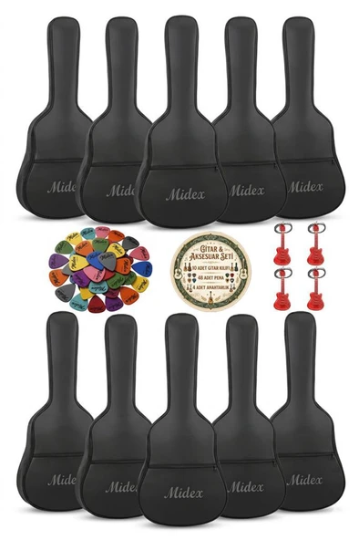 Midex GK-40K-10X 10'lu Klasik Gitar Çantası Kaliteli Siyah Kılıf ürün görseli 1