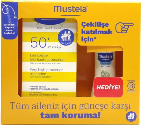 Mustela Koruyucu Güneş Losyonu SPF50+ 100 ML + Hydra Bebe 50 ML ürün görseli 1