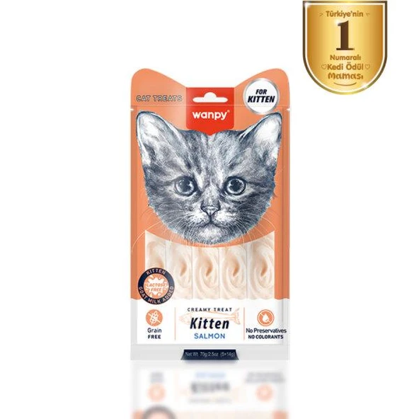 Wanpy Somonlu Yavru Kedi Krema Ödülü 5x14 Gr ürün görseli 1