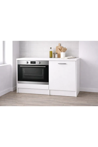 Tdesigno Mia Ankastre Fırın Modülü-Çok Amaçlı Dolap -110 cm -1 Kapaklı-Laminat Beyaz Tezgah Dahil ürün görseli 1