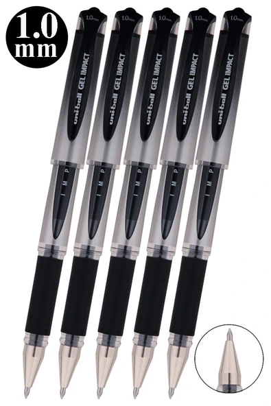 Siyah İmza Kalemi 5 Adet Uniball Gel İmpact 1.0 mm Roller Pilot Kalem Um-153S Roller Uçlu Likit Mürekkepli Pilot Kalem ürün görseli 1