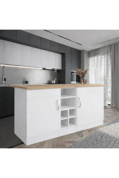 Tdesigno WANDA 2 KAPAKLI MUTFAK ADASI - ÇOK AMAÇLI DOLAP - HAZIR MUTFAK DOLABI - ERZAK - KİLER DOLABI ürün görseli 1
