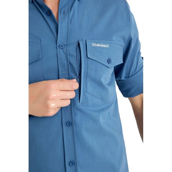 Q&Steinbock Sithonia Man Shirt Mavi - Resim 4