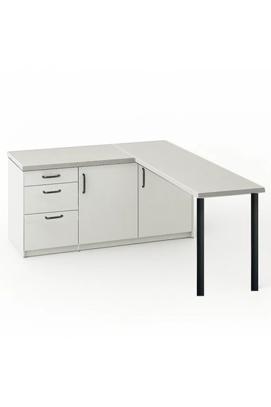 Tdesigno AY MUTFAK ADASI-L MUTFAK ADASI-3 ÇEKMECELİ 2 KAPAKLI-ÇOK AMAÇLI DOLAP-ALT MODÜL-KİLER - 150 CM ürün görseli 1