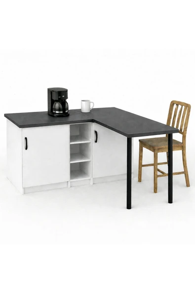 Tdesigno Sara L Mutfak Adası - 2 Kapaklı - Çok Amaçlı Dolap - Alt Modül - Kiler - 130 CM ürün görseli 1