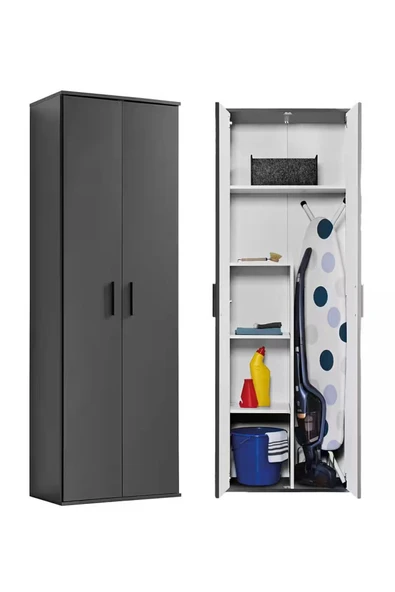 Tdesigno Aymo Paspas,Süpürge - Temizlik Malzeme Dolabı - Çok Amaçlı Dolap - Banyo Dolabı - 60 CM ürün görseli 1