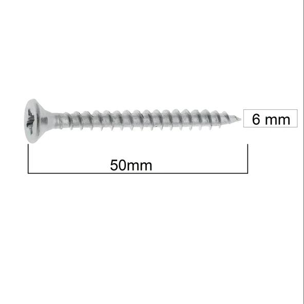 Meridyen Sunta Vidası 6x50 (200 Adet) - Resim 2