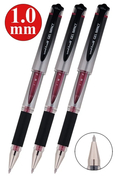 Kırmızı İmza Kalemi 3 Adet Uniball Gel İmpact 1.0 mm Roller Pilot Kalem Um-153S Roller Uçlu Likit Mürekkepli Pilot Kalem ürün görseli 1