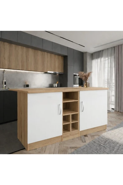 Tdesigno WANDA 2 KAPAKLI MUTFAK ADASI - ÇOK AMAÇLI DOLAP - HAZIR MUTFAK DOLABI - ERZAK - KİLER DOLABI ürün görseli 1