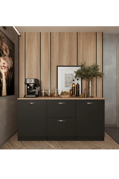 Tdesigno Gün Mutfak 2 Kapaklı-2 Çekmeceli Alt Modül - 150 cm - Çok Amaçlı Dolap - Tezgah Dahil ürün görseli 1
