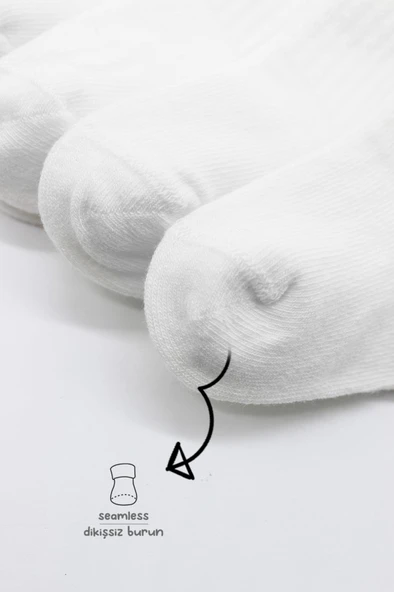 6'Lı Basic Penye Soket Çorap 10101 Beyaz - Resim 4