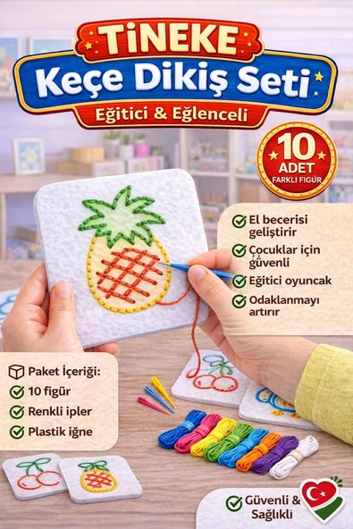 Keçe'den 10 Adet El İşi Dikiş Kiti Desenli Kolay ve Eğlenceli Hobi Eğitici Öğretici FİGÜR 2 ürün görseli 1
