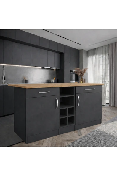 Tdesigno ANDA 2 ÇEKMECELİ 2 KAPAKLI MUTFAK ADASI- ÇOK AMAÇLI DOLAP-HAZIR MUTFAK DOLABI-ERZAK-KİLER DOLABI ürün görseli 1