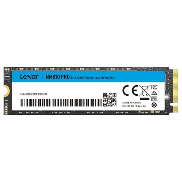 LEXAR 500GB NM610PRO PCIe Gen3 x4 M.2 2280 SSD 3000-1700MB LNM610P500G-RNNNG ürün görseli 1
