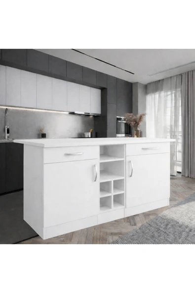 Tdesigno ANDA 2 ÇEKMECELİ 2 KAPAKLI MUTFAK ADASI- ÇOK AMAÇLI DOLAP-HAZIR MUTFAK DOLABI-ERZAK-KİLER DOLABI ürün görseli 1