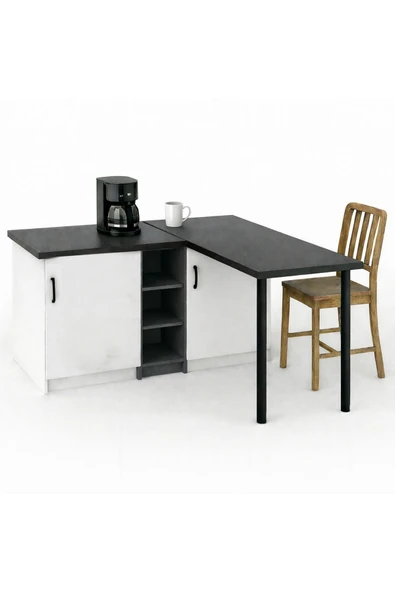 Tdesigno Sara L Mutfak Adası - 2 Kapaklı - Çok Amaçlı Dolap - Alt Modül - Kiler - 130 CM ürün görseli 1