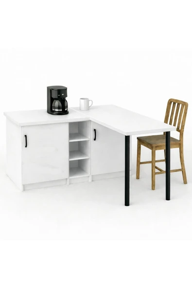 Tdesigno Sara L Mutfak Adası - 2 Kapaklı - Çok Amaçlı Dolap - Alt Modül - Kiler - 130 CM ürün görseli 1