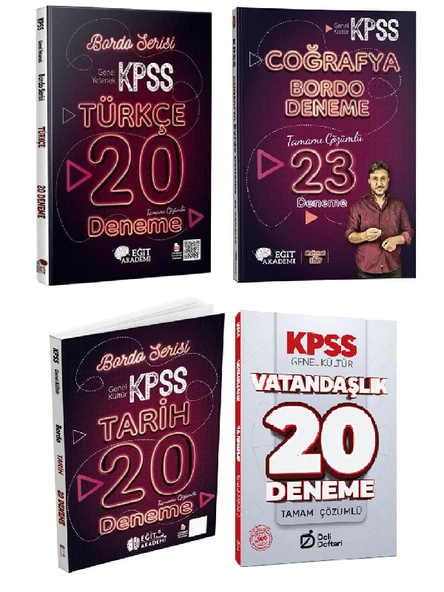 Eğit Akademi 2026 KPSS Türkçe + Tarih + Coğrafya Bordo 63 Deneme + Deli Defteri Vatandaşlık Deneme ürün görseli 1
