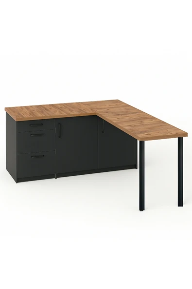 Tdesigno AY MUTFAK ADASI-L MUTFAK ADASI-3 ÇEKMECELİ 2 KAPAKLI-ÇOK AMAÇLI DOLAP-ALT MODÜL-KİLER - 150 CM ürün görseli 1